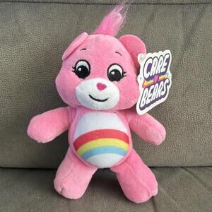 Cheer Bear Pink Care Bears Stuffed Plush Animal Toy 6" Rainbow Hearts Tags Gift